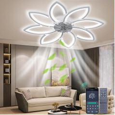 Aoomoon Deckenventilator mit Beleuchtung, Modern LED Dimmbar Deckenleuchte mit Ventilator und Fernbedienung Leise, Kreativer 5 Lichter Design Lampe mit Ventilator (90CM)