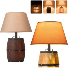 JCPYIUL Resin Wine Barrel Table Lamp with Linen Lampshade