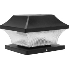 Uonlytech Solar Powered LED Post Cap Light Outdoor Column Lamp Landscape Light for Fence Garden Patio (Black)