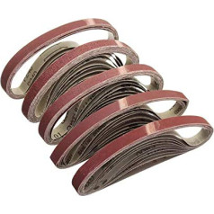 Schleifband, 50 Stück Schleifband 15 x 452 mm Körnung 60/100/120/240/400/600 for M10 Sander Adapter Poliermaschine Schleifwerkzeuge(Grit 240)