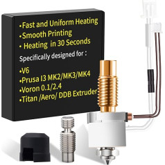 V6 Hotend Ceramic Heating Block Kit: Compatible with E3D V6/Prusa i3 MK3/MK3S/MK3S+ 3D Printer Hotend, High Temperature/High Flow/All-Metal Hotend, Suitable for PLA, ABS, PETG Filaments SAPLUSREPRAP