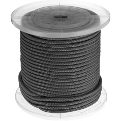 sourcing map Solides geflochtenes Nylonseil, 1,6 cm, 7,6 m, Mehrzweck-Polypropylen-Allzweck-Seil, Schnur für Camping, Fahnenmast, Kletterknoten, Schwarz