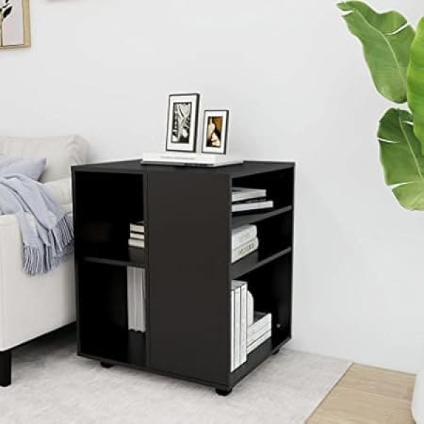 CCCINER Rollschrank Schwarz 60x53x72 cm Holzwerkstoff,Modernes Rollcontainer für Drucker und Schreibtischzubehör in Schwarz Aufbewahren & Organisieren, Schließfächer