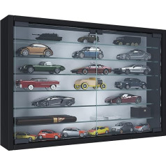 VCM Mandosa XL Hanging Glass Display Cabinet with Tempered Safety Glass Dimensions H 40 x W 60 x D 10 cm Modern and Space-Saving Glass Display Cabinet Black
