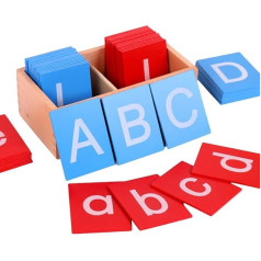 Small and Large Sandpaper Letters with Boxes, Board with Double Letters Made of Sandpaper For, Beech Material, Pronunciation, Tactile Experience, from 3 Years (Such as