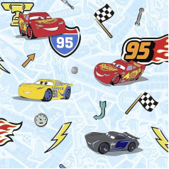 Komar Disney Fleece Wallpaper - Cars Lets Race - 1 Roll - Size: 10.05 x 0.53 m - Children's Room, Lightning, Car, Racing Car, Colourful