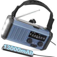 Zpincsipo 10,000 mAh Emergency Radio with Solar, Crank Drive, Rechargeable Battery, Portable AM FM Construction Site Radio, 3 Modes Camping Light & 5W 700LM 48 COB LED Reading Light, Mobile Phone Charger Power Bank, SOS Alarm, IPX4 Waterproof