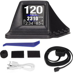 Elprico Multifunction Car HUD Display, Head Up Display Dual Mode OBD GPS HUD Gauge 4 Alarm 8 Display Interface for Vehicles