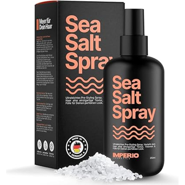 Imperio Sea Salt Spray - 250 ml Premium Salt Water Spray for Fuller Hair & Stable Texture - Perfect Beach Waves, More Volume & Grip Thanks to the Power from the Sea - Unisex Fragrance