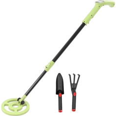 Fockety Metal Detector, Adjustable Stem Metal Detector for Adults, 3KHz 270mW High Precision Professional Gold Detector with Waterproof Coil, for Coin Treasures on the Beach (Green Detector Rake Shovel)