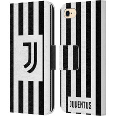 Head Case Designs Official Juventus Football Club Home 2021/22 Match Kit Leather Wallet Mobile Phone Case Compatible with Apple iPhone 7/8/SE 2020 & 2022