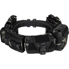 HOPBLOCK Tactical Belt, Military Men's Belt, Adjustable Military Tactical Belt with Cartridge Pocket, Nylon Quick Release Security Belt for Outdoor Stripes, Work, Hunting