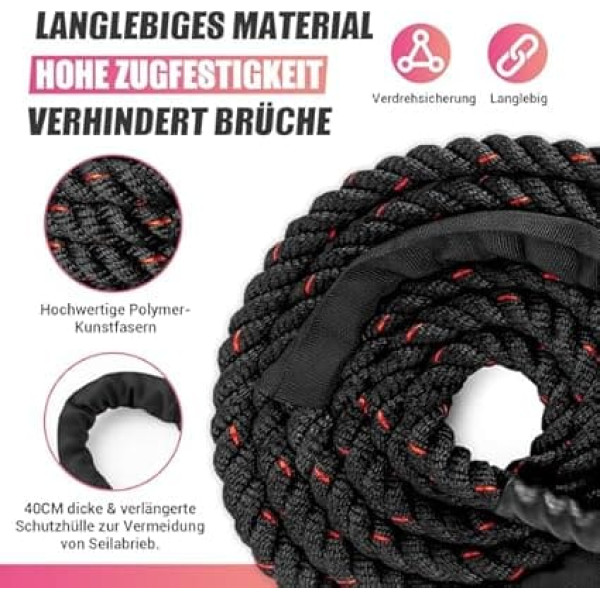 Heavy Skipping Rope for Women, 0.6 kg Weighted Skipping Rope with Training Poster, Weighted Jump Rope for Training, 280 cm Weighted Jump Rope for Strength Building, Muscle Training and Full Body