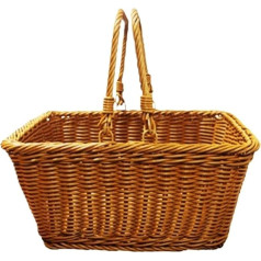Handgewebte Pflückkörbe, Garten, Outdoor, Picknick, Aufbewahrungskörbe mit Griff, leicht, Rattan-Imitat, Aufbewahrungskorb (quadratisch)