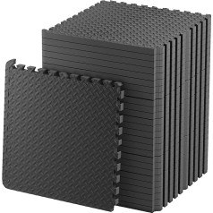 Edukit Protective Mat Set Extra Thick - 2 cm - Premium Fitness Equipment Underlay Mat 4 Pieces Extra Large (60 x 60 cm - Each Tile) (1.48 m² - All Together) Black Floor Protection Mats Put Together