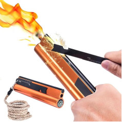 Fire Steel Flint Survival Set, 7-in-1 XXL Fire Starter, Fireflint Magnesium Lighters, 17 cm Length, Over 20,000 Ignitions, Fire Steel, Outdoor Set with Hemp Cord, Compass, Multi-Tool for Fast Fire