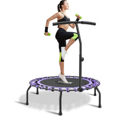 Gielmiy Fitness Trampoline Diameter Approx. 101 cm, with Adjustable Handlebar, Fitness Rebounder for Indoor Fitness, Bungee Rope Design System, The Best Choice for Aerobic Training, User Weight up to