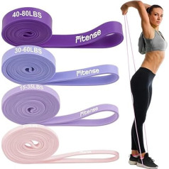 Fitense Resistance Bands, Set of 4, Resistance Band Fitness Bands with Door Anchor, Fitness Band Training Bands for Yoga, Pilates, Training, Physiotherapy, Pull-Up Aid, Strength Training