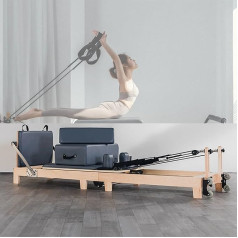 LQQHFSW Pilates Reformer Machine, Foldable Pilates Machine and Equipment Made of Wood, Suitable for Home Gym, Fitness Equipment, Yoga Exercises, Multipurpose