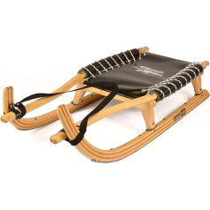 German Luge Leisure Sledge 120 cm Double Colour Natural / Stainless Steel Rail / Seat Black