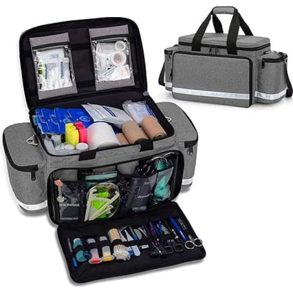 Trunab Emergency Bag, Professional First Aid Sets Doctor Bag, Rescue Bag for Emergency Accessories, First Aid Bag Empty for Rescue Workers, Medical Staff, First Answer Grey