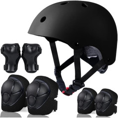 LANOVAGEAR Children's Helmet with Knee Pads, Elbow Pads, Wrist Guards, Protector Set, Children's Helmet, 7 in 1 for Skateboard, Cycling, Scooter, Skate Bike