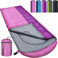 WKFAMOUT XL Sleeping Bag Outdoor 10°C Blanket Sleeping Bag for Adults Machine Washable Sleeping Bags 3-4 Seasons with Compression Bag Camping Hiking 220 x 85 cm