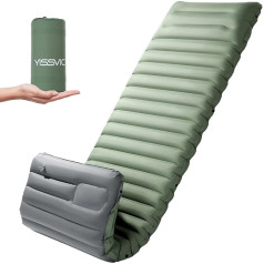 Yissvic Sleeping Mat Camping Sleeping Mat Self-Inflating 10 cm Thick Sleeping Mat with Foot Pump Cushion Inflatable Air Mattress Ultralight for Hiking Outdoor Grey Green
