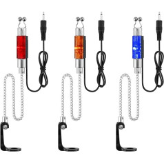 Dr.Fish Bite Alarm Set 3/4 Spools Carp Fishing Portable LED Illuminated Bite Alarm with 2.5 mm Jack Plug Removable Rod Carp Accessories for Outdoor Rod Lights