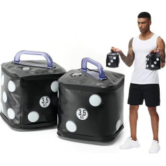 DEIRIS Wasser Hanteln set, Wasser Gewichte Training, Reisehanteln, Würfel mit übungen Sport 7 u 10 kg/Paar, Workout Würfelspiel für Rumpftraining, Krafttraining
