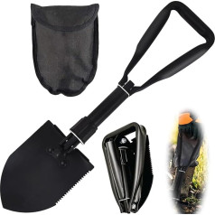 Folding Shovel for Campers and Mountaineering, Military Folding Shovel, Multifunctional Camping Shovel, Heavy Duty Carbon Steel, Portable Entry Tool, 58 cm