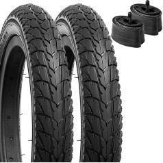 YunSCM Pack of 2 Kid Bike 12 Inch Tyres 12 x 1.75 Sheath 47-203 Plus 2-Pack 12 Inch Tube AV32 mm Valve Compatible Children's Bicycle 12 x 1.75 Tyre and Inner Tube