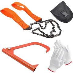 TQEBWUS Pocket Chainsaw for Camping, Pocket Chain Rope Saw Set, Foldable 4-Piece Stainless Steel Chainsaw for Outdoor Use with Storage Bag for Gloves, Portable