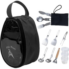 Camping-Geschirr-Utensilien-Set, Camping-Küchen-Set,BBQ-Geschirr-Set, 11-teilig, Schüsseln und Gabeln, Kochutensilien, Camping-Set | Tragbare faltbare Organizer-Tasche, Outdoor-Camping-Zubehör für Pic