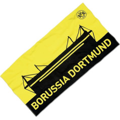 Borussia Dortmund Stadium Beach Towel – 100% Cotton Black/Yellow, 150 x 75 x 1 cm