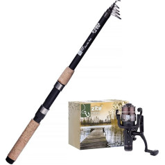 Zite Fishing Fishing Set / 2.70 m Telescopic Rod & Free Spool Reel with Line Spooled / Carp Eel Zander Fishing Combo