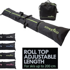 Athletico Two-piece ski and boot bag combo, store & transport skis up to 200 cm and boots up to size 13, including 1 ski bag and 1 ski boot bag