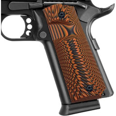 Guuun 1911 Pistol Grips Full Size Grips Rifle Hard Case G10 Grips Ambi Safety Cut Big Scoop Sunburst Texture, orange