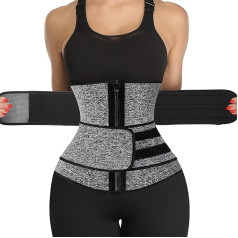 KIWI RATA Neoprene Sauna Waist Trainer Corset Sweat Belt for Women Weight Loss Compression Trimmer Workout Fitness, grey, xxl