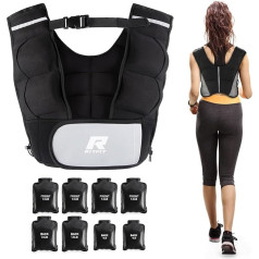 RitFit Weighted Vest 8 10 9.1 kg for Men & Women with Adjustable Straps and Reflective Strips, Body Weight Vest for Strength Training and Muscle Building, Neoprene Fabric