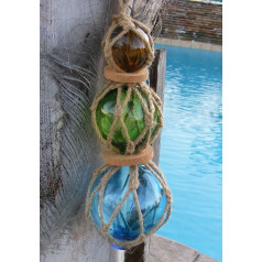 Rope Buoy Set of 3 Glass Buoys Natical Decor