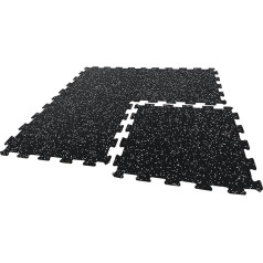 Nicoman Rubber Mats, Gym Floor Mat, Modular Floor Tiles, Non-Slip Rubber Cushion for Home Workout, Yoga Exercise Mat, Black with White Spots (50cm x 50cm), 1 Piece (0.25m2/2.70sqm)