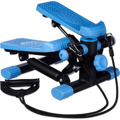 Relaxdays Stepper, Adjustable Resistance, with Expander, Speedometer and Pedometer: 170 x 31 x 33 cm (H x W x D), Black/Blue