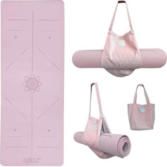 CHILLZ TPE Yoga Mat with Carry Bag, Non Slip, Eco-Friendly, Alignment Markings, 183 x 68 x 0.6 cm, Double Layer