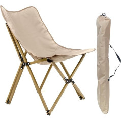 U2PICK Folding Camping Chair with Carry Bag Lightweight Folding Lounge Chair Max Load 150kg Suitable for Garden Hiking Travel Fishing Beach Picnic Khaki