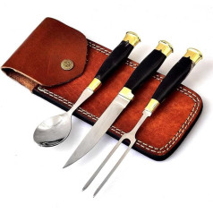 Medieval cutlery set, hand-forged, the handle is made of buffalo horn MAQ4527