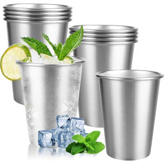 AKOLAFE Pack of 10 Stainless Steel Cups 350 ml Stainless Steel Cups 12 oz Drinking Cup Stackable Metal Cup Large Foldable Camping Mug Stainless Steel BPA-Free Travel Mug for Picnics, Parties