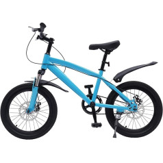 Queeucaer 18 Inch Children's Bike, Children's Girls' Boys' Bike, Mountain Bike 1 Speed, Outdoor or Indoor Bike, Carbon Steel Children's Bicycle with Non-Slip and Wear-resistant Wheels, Blue