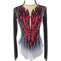 PONNYC Rhythmische Gymnastik Turnanzüge Für Damen Winter Sport Kostüm Mit Glänzenden Strasssteinen Eiskunstlauf Kleid Für Wettkämpfe Mannschafts Sport Turnbekleidung