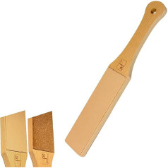 LavaRose Leather Strop - Double Sided Genuine Cowhide Leather with 50g Green Polishing Compound, Beech Wood Base, Razor Sharp Surface for Knives, Chisels, Wood Carving Tools and Razors